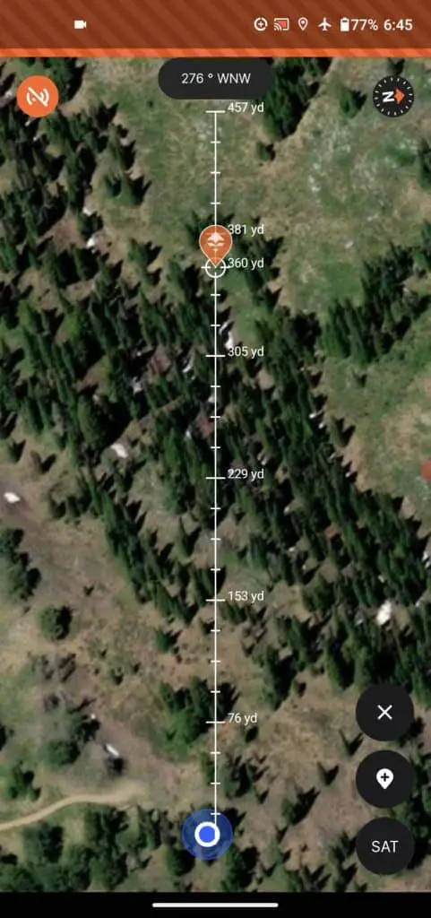 GoHunt Maps rangefinder tool